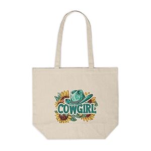 Cowgirl Western Print Custom Canvas Tote Bag